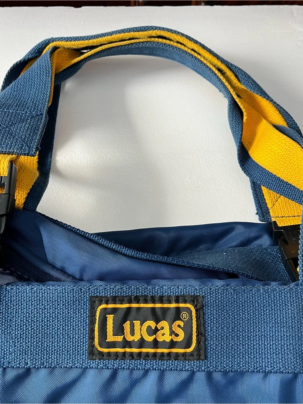 LUCAS Duffle Bag/ Weekender Carry on Case - Large Nylon Expandable Blue/yellow